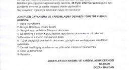 JOKEYLER DAYANIŞMA VE YARDIMLAŞMA DERNEĞİ SAYIN ÜYELERİNE DUYURULUR