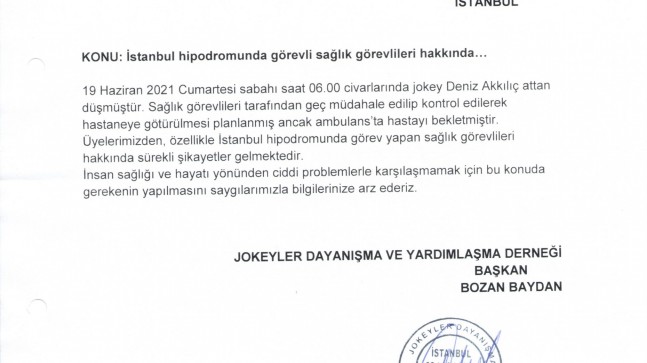 İstanbul hipodromunda görevli sağlık görevlileri hakkında…
