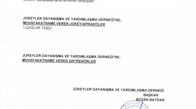 MUVAFAKATNAME VEREN JOKEY/APRANTİLER