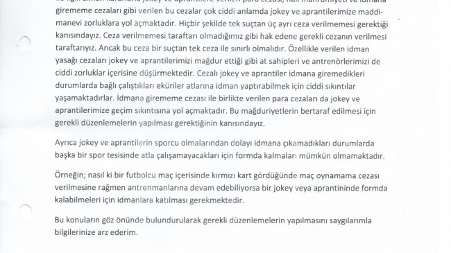 JOKEYLERİN İDARİ CEZALARI HAKKINDA