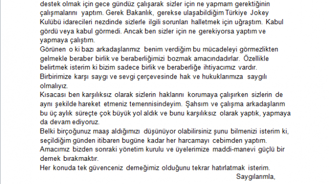 BAŞKANIMIZ BOZAN BAYDAN’DAN AÇIK ÇAĞRI…