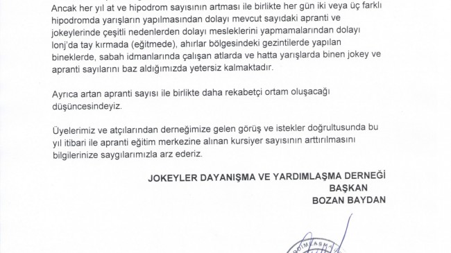 Ekrem Kurt Apranti Eğitim Merkezine alınan kursiyer sayısının arttırılması hakkında…