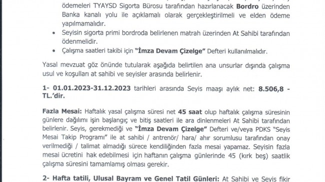 2023 yılı Seyis Maaşları hakkında duyuru