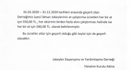 İDMAN JOKEYİ MAAŞ ÜCRETLERİ