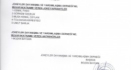 MUVAFAKATNAME VEREN JOKEY VE ANTRENÖRLER