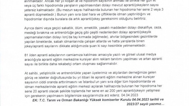 Kursiyer apranti sayısının arttırılması hakkında…