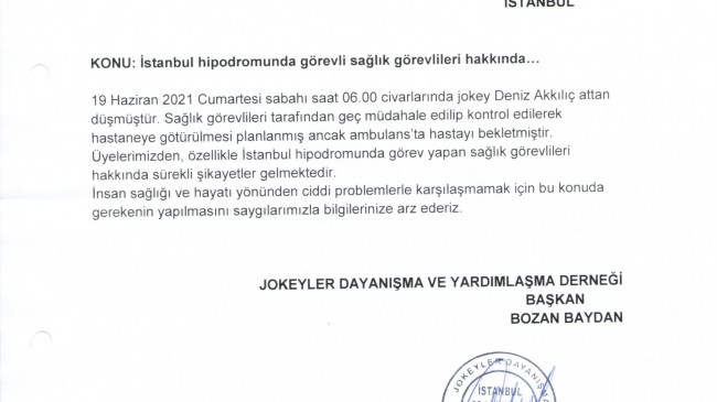 İstanbul hipodromunda görevli sağlık görevlileri hakkında…