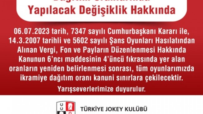 Dağıtım oranlarında yapılacak değişiklik hakkında